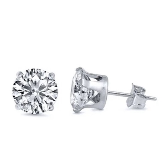 925 Sterling Silver Cubic Zirconia Studs Earrings - Picture 1 of 1